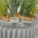 0.23 Carat (ctw) 10K White Gold Round White Diamond Men & Women's Micro Pave Engagement Ring Trio Bridal Set 1/4 CT