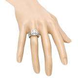 1.30 Carat (ctw) 10K Yellow Gold Round Cut Diamond Ladies Bridal Split Shank Halo Engagement Ring With Matching Band Set