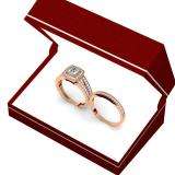 1.00 Carat (ctw) 10K Rose Gold Princess & Round Cut Diamond Ladies Split Shank Halo Bridal Engagement Ring With Matching Band Set 1 CT