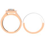 1.50 Carat (ctw) 10K Rose Gold Princess & Round Cut Diamond Ladies Split Shank Halo Bridal Engagement Ring With Matching Band Set 1 1/2 CT
