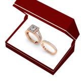 1.50 Carat (ctw) 10K Rose Gold Princess & Round Cut Diamond Ladies Split Shank Halo Bridal Engagement Ring With Matching Band Set 1 1/2 CT