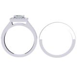 1.50 Carat (ctw) 10K White Gold Princess & Round Cut Diamond Ladies Split Shank Halo Bridal Engagement Ring With Matching Band Set 1 1/2 CT