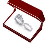 1.50 Carat (ctw) 10K White Gold Princess & Round Cut Diamond Ladies Split Shank Halo Bridal Engagement Ring With Matching Band Set 1 1/2 CT