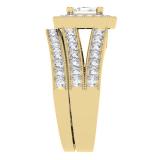 1.50 Carat (ctw) 10K Yellow Gold Princess & Round Cut Diamond Ladies Split Shank Halo Bridal Engagement Ring With Matching Band Set 1 1/2 CT