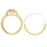 1.50 Carat (ctw) 10K Yellow Gold Princess & Round Cut Diamond Ladies Split Shank Halo Bridal Engagement Ring With Matching Band Set 1 1/2 CT