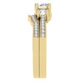 1.00 Carat (ctw) 18K Yellow Gold Round Diamond Ladies Vintage 3 Stone Bridal Engagement Ring Set 1 CT