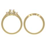 1.00 Carat (ctw) 18K Yellow Gold Round Diamond Ladies Vintage 3 Stone Bridal Engagement Ring Set 1 CT