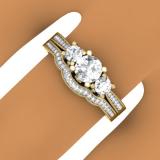1.00 Carat (ctw) 18K Yellow Gold Round Diamond Ladies Vintage 3 Stone Bridal Engagement Ring Set 1 CT