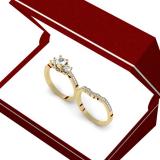 1.00 Carat (ctw) 18K Yellow Gold Round Diamond Ladies Vintage 3 Stone Bridal Engagement Ring Set 1 CT