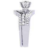 1.50 Carat (ctw) 10K White Gold Round Diamond 3 Stone Ladies Bridal Twisted Engagement Ring With Matching Band Set 1 1/2 CT
