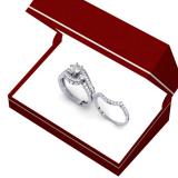 1.50 Carat (ctw) 10K White Gold Round Diamond 3 Stone Ladies Bridal Twisted Engagement Ring With Matching Band Set 1 1/2 CT