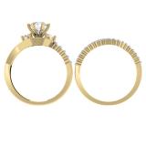 1.50 Carat (ctw) 10K Yellow Gold Round Diamond 3 Stone Ladies Bridal Twisted Engagement Ring With Matching Band Set 1 1/2 CT