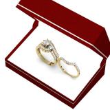 1.50 Carat (ctw) 10K Yellow Gold Round Diamond 3 Stone Ladies Bridal Twisted Engagement Ring With Matching Band Set 1 1/2 CT