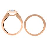 1.25 Carat (ctw) 14K Rose Gold Princess & Round Cut Diamond Ladies Halo Style Bridal Engagement Ring With Matching Band Set 1 1/4 CT