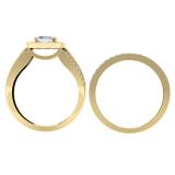 1.25 Carat (ctw) 14K Yellow Gold Princess & Round Cut Diamond Ladies Halo Style Bridal Engagement Ring With Matching Band Set 1 1/4 CT