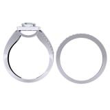1.25 Carat (ctw) 18K White Gold Princess & Round Cut Diamond Ladies Halo Style Bridal Engagement Ring With Matching Band Set 1 1/4 CT