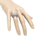 1.25 Carat (ctw) 18K White Gold Princess & Round Cut Diamond Ladies Halo Style Bridal Engagement Ring With Matching Band Set 1 1/4 CT