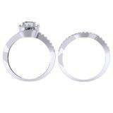 1.50 Carat (ctw) 14K White Gold Princess & Round Cut Diamond Ladies Split Shank Twisted Halo Bridal Engagement Ring With Matching Band Set 1 1/2 CT