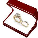 1.50 Carat (ctw) 14K Yellow Gold Princess & Round Cut Diamond Ladies Split Shank Twisted Halo Bridal Engagement Ring With Matching Band Set 1 1/2 CT