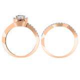 1.50 Carat (ctw) 18K Rose Gold Princess & Round Cut Diamond Ladies Split Shank Twisted Halo Bridal Engagement Ring With Matching Band Set 1 1/2 CT