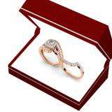 1.50 Carat (ctw) 18K Rose Gold Princess & Round Cut Diamond Ladies Split Shank Twisted Halo Bridal Engagement Ring With Matching Band Set 1 1/2 CT