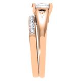 1.00 Carat (ctw) 14K Rose Gold Princess & Round Cut Diamond Ladies Bridal Solitaire Engagement Ring With Matching Band Set 1 CT
