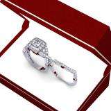 1.40 Carat (ctw) 14K White Gold Princess & Round Diamond Twisted Swirl Ladies Bridal Halo Engagement Ring Set
