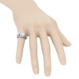 1.30 Carat (ctw) 18K White Gold Round Cut Diamond Ladies Bridal Swirl Split Shank Halo Engagement Ring With Matching Band Set 1 1/3 CT