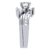 1.75 Carat (ctw) 10K White Gold Round Diamond Ladies Swirl Bridal Engagement Ring Matching Band Set 1 3/4 CT