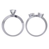 1.75 Carat (ctw) 10K White Gold Round Diamond Ladies Swirl Bridal Engagement Ring Matching Band Set 1 3/4 CT