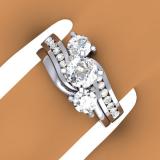 1.75 Carat (ctw) 10K White Gold Round Diamond Ladies Swirl Bridal Engagement Ring Matching Band Set 1 3/4 CT