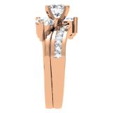 1.75 Carat (ctw) 14K Rose Gold Round Diamond Ladies Swirl Bridal Engagement Ring Matching Band Set 1 3/4 CT