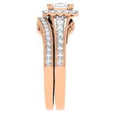 1.50 Carat (ctw) 10K Rose Gold Princess & Round Diamond Ladies Halo Bridal Engagement Ring Set 1 1/2 CT