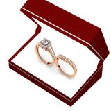 1.50 Carat (ctw) 10K Rose Gold Princess & Round Diamond Ladies Halo Bridal Engagement Ring Set 1 1/2 CT