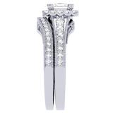 1.50 Carat (ctw) 14K White Gold Princess & Round Diamond Ladies Halo Bridal Engagement Ring Set 1 1/2 CT