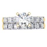 1.80 Carat (ctw) 18K Yellow Gold Round Diamond Ladies Bridal Engagement Ring With Matching Band Set