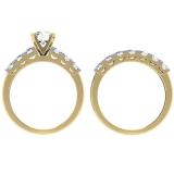 1.80 Carat (ctw) 18K Yellow Gold Round Diamond Ladies Bridal Engagement Ring With Matching Band Set