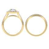 1.70 Carat (ctw) 18K Yellow Gold Princess & Round Cut Diamond Ladies Split Shank Halo Bridal Engagement Ring With Matching Band Set