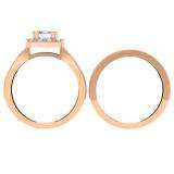 1.50 Carat (ctw) 10K Rose Gold Princess & Round Cut Diamond Ladies Split Shank Halo Style Bridal Engagement Ring With Matching Band Set 1 1/2 CT