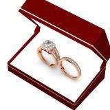 1.50 Carat (ctw) 10K Rose Gold Princess & Round Cut Diamond Ladies Split Shank Halo Style Bridal Engagement Ring With Matching Band Set 1 1/2 CT