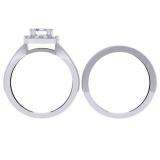 1.50 Carat (ctw) 10K White Gold Princess & Round Cut Diamond Ladies Split Shank Halo Style Bridal Engagement Ring With Matching Band Set 1 1/2 CT