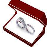 1.50 Carat (ctw) 10K White Gold Princess & Round Cut Diamond Ladies Split Shank Halo Style Bridal Engagement Ring With Matching Band Set 1 1/2 CT