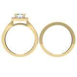 1.50 Carat (ctw) 10K Yellow Gold Princess & Round Cut Diamond Ladies Split Shank Halo Style Bridal Engagement Ring With Matching Band Set 1 1/2 CT