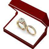 1.50 Carat (ctw) 10K Yellow Gold Princess & Round Cut Diamond Ladies Split Shank Halo Style Bridal Engagement Ring With Matching Band Set 1 1/2 CT