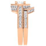 2.00 Carat (ctw) 10K Rose Gold Round Diamond Ladies Halo Style Bridal Engagement Ring Set With Matching Band 2 CT