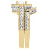 2.00 Carat (ctw) 10K Yellow Gold Round Diamond Ladies Halo Style Bridal Engagement Ring Set With Matching Band 2 CT