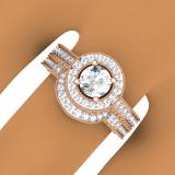 2.00 Carat (ctw) 14K Rose Gold Round Diamond Ladies Halo Style Bridal Engagement Ring Set With Matching Band 2 CT