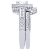 2.00 Carat (ctw) 14K White Gold Round Diamond Ladies Halo Style Bridal Engagement Ring Set With Matching Band 2 CT