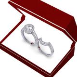 2.00 Carat (ctw) 14K White Gold Round Diamond Ladies Halo Style Bridal Engagement Ring Set With Matching Band 2 CT