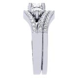 1.75 Carat (ctw) 10K White Gold Round Diamond Ladies 3 Stone Bridal Engagement Ring Set 1 3/4 CT